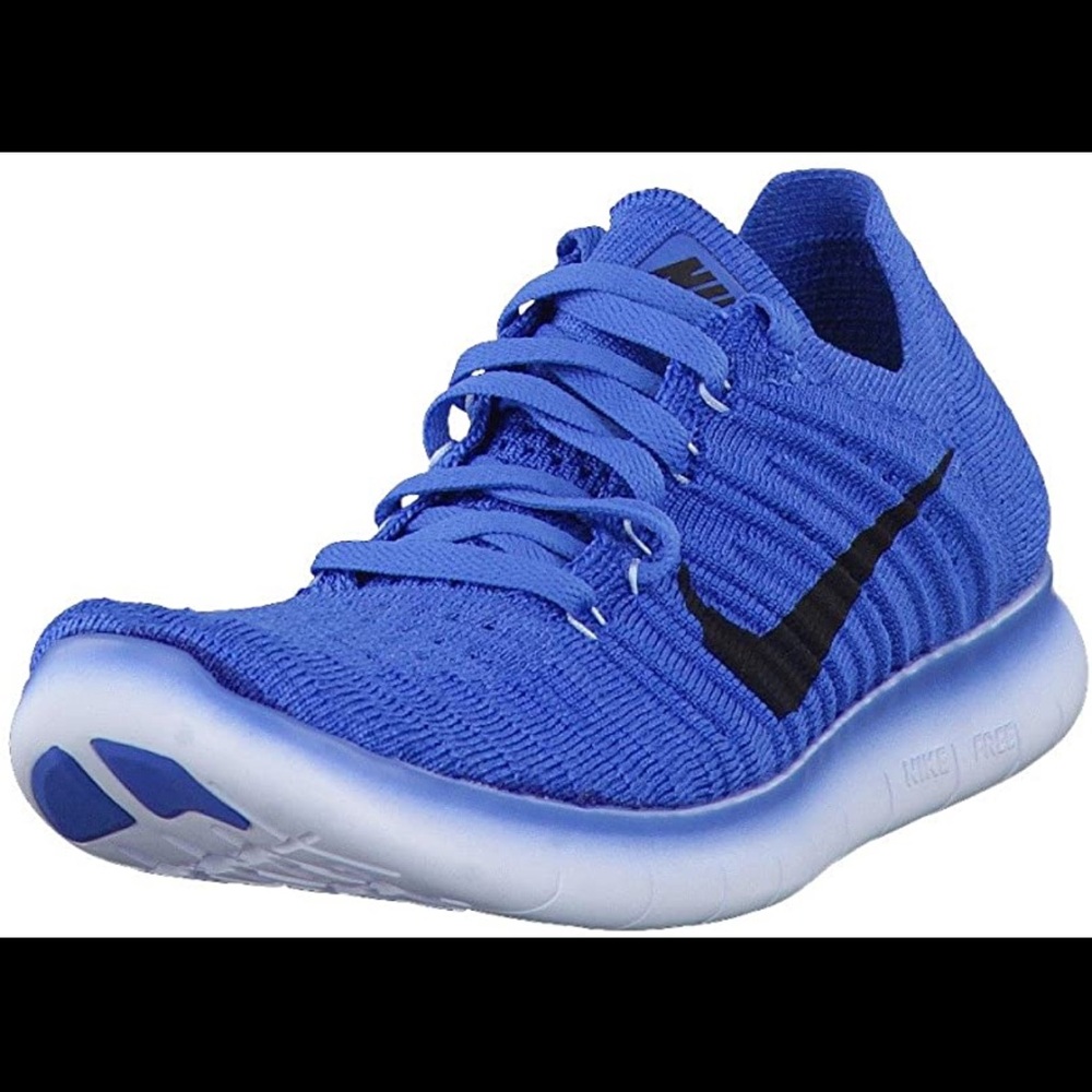 Nike Free RN 4.0 Laser Blue Black Flyknit Athletic Running Shoes Trainers WMNS 9 - Picture 6 of 7